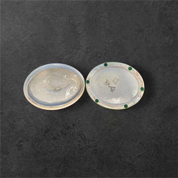 Antique Meiselman Ceramic Oval Trinket Box With Seashell Lid - 6” Made In Italy - Picture 5 of 10